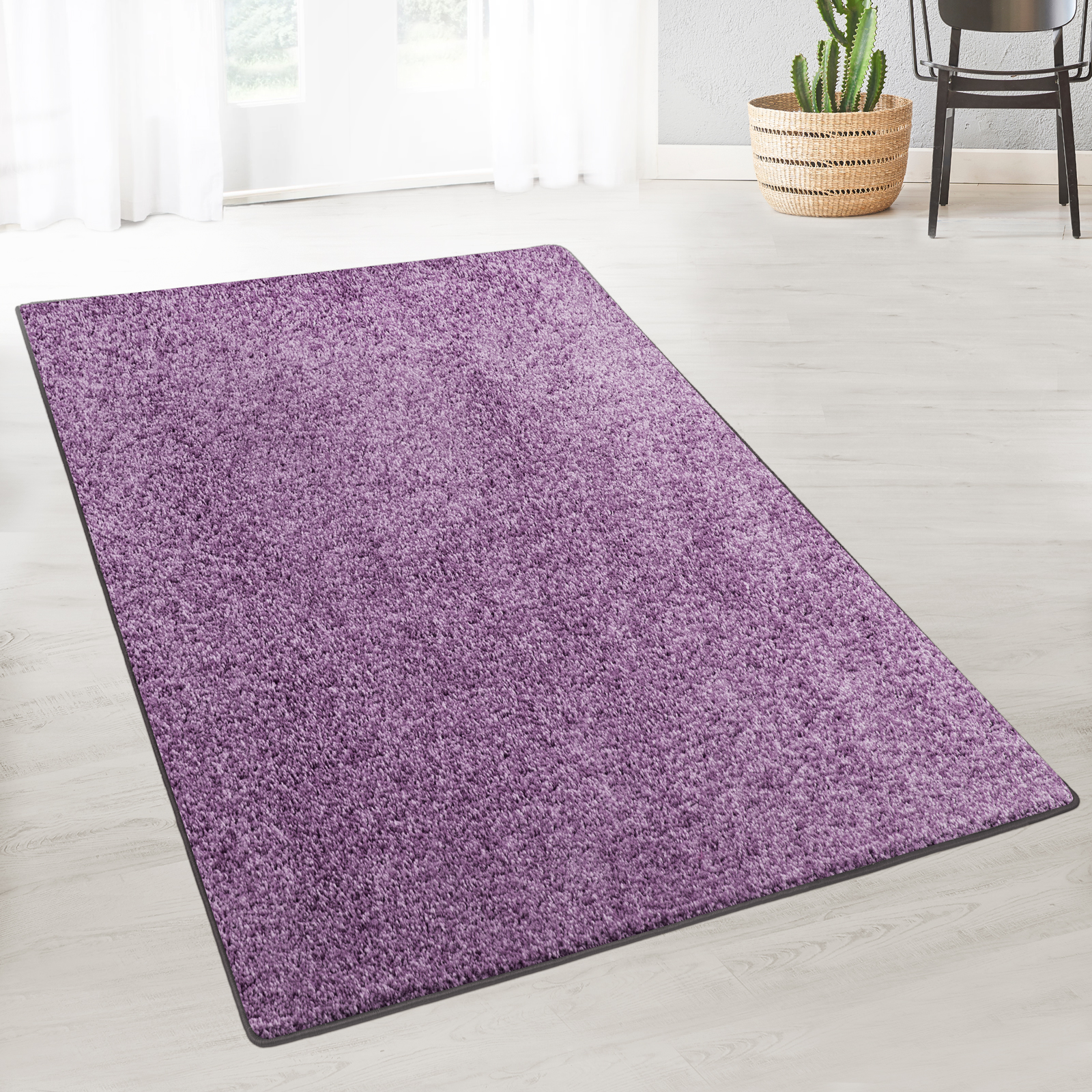 Arte Espina Hochflor Teppich Shaggy Teppiche Uni Lila Violett 60x110cm 
